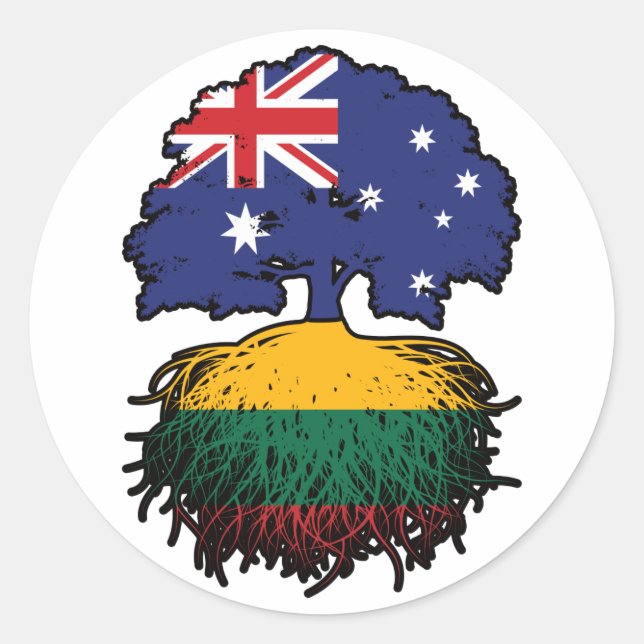 Lithuania Lithuanian Australian Australia Tree Classic Round Sticker (Front)