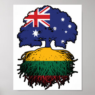 Lithuania Lithuanian Australian Australia Tree Poster