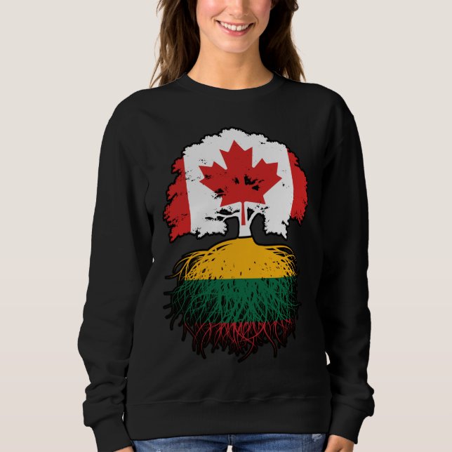 Lithuania Lithuanian Canadian Canada Tree Roots Sweatshirt (Front)