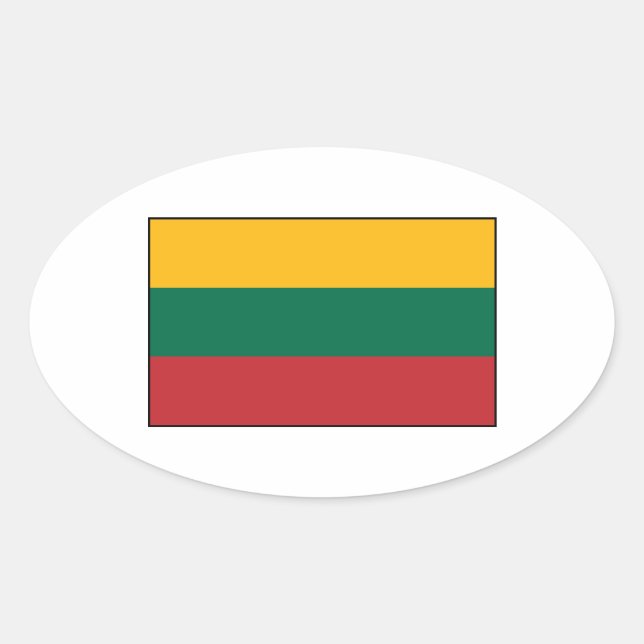 Lithuania  - Lithuanian Flag Oval Sticker (Front)
