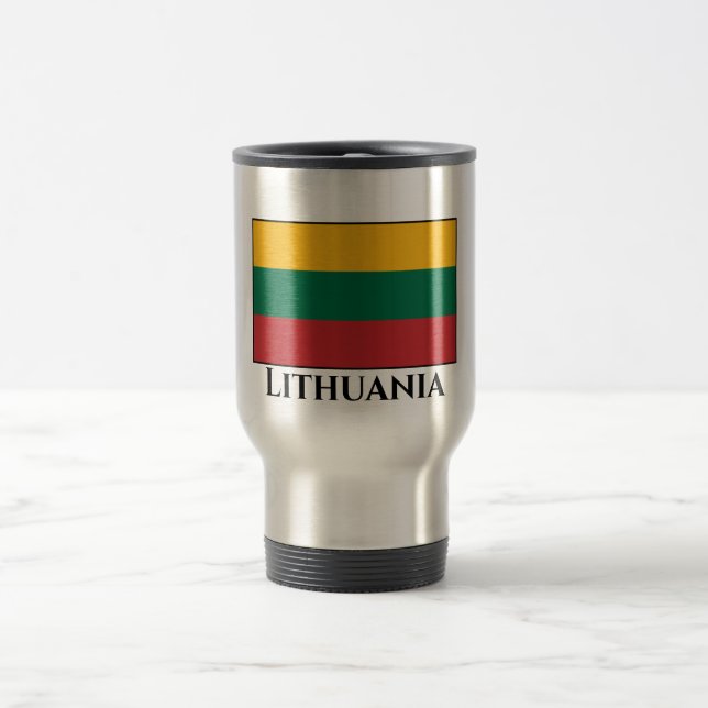Lithuania (Lithuanian) Flag Travel Mug (Center)
