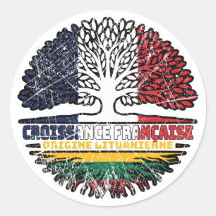 Lithuania Lithuanian French France Tree Roots Flag Classic Round Sticker
