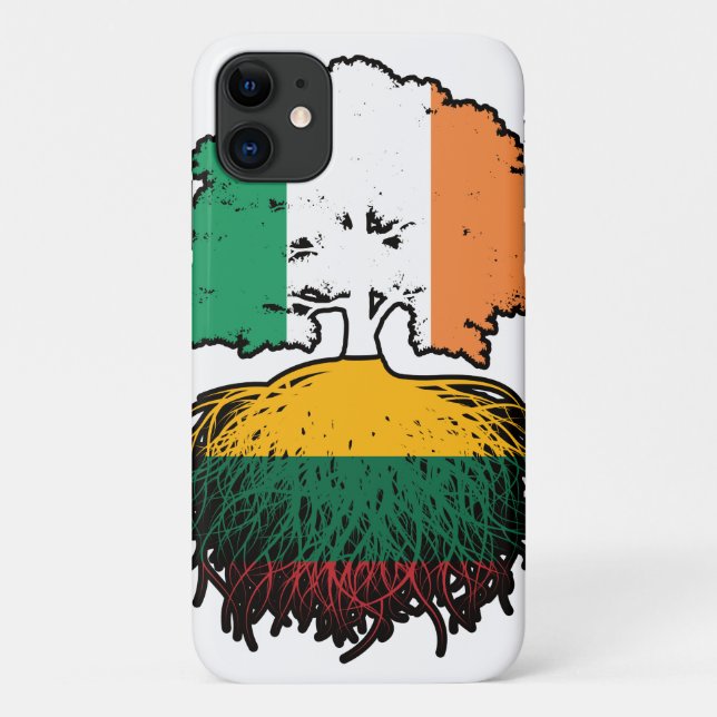 Lithuania Lithuanian Irish Ireland Tree Roots Flag Case-Mate iPhone Case (Back)