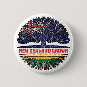 Lithuania Lithuanian New Zealander New Zealand 6 Cm Round Badge
