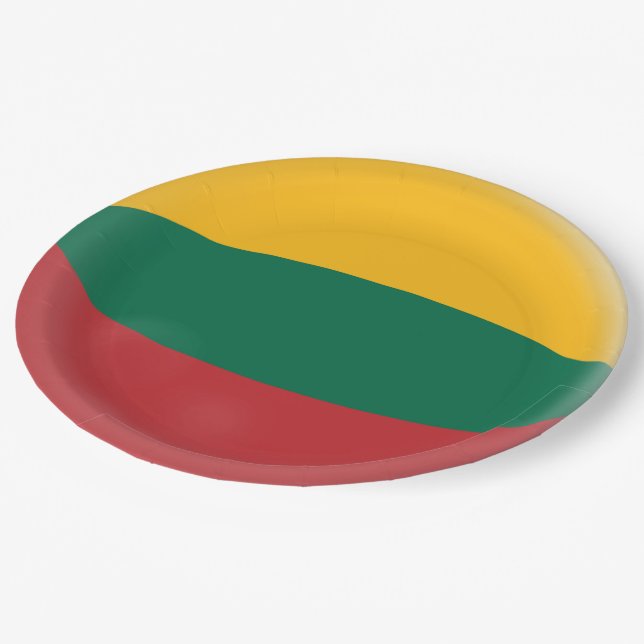 Lithuania, Lithuanian Red Green & Yellow Flag Paper Plate (Angled)