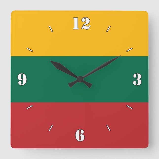 Lithuania National Flag Patriotic Square Wall Clock (Front)