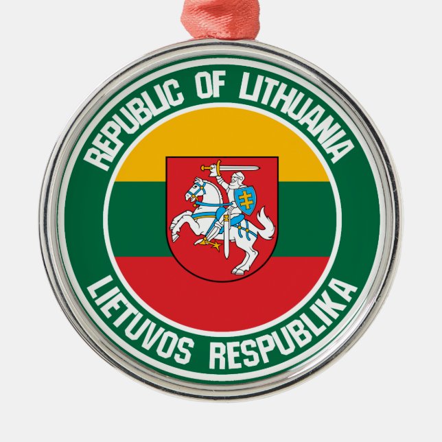 Lithuania Round Emblem Metal Tree Decoration (Front)