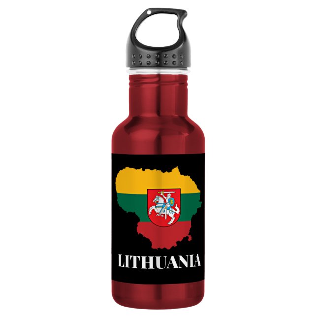 Lithuania silhouette and flag 532 ml water bottle (Front)