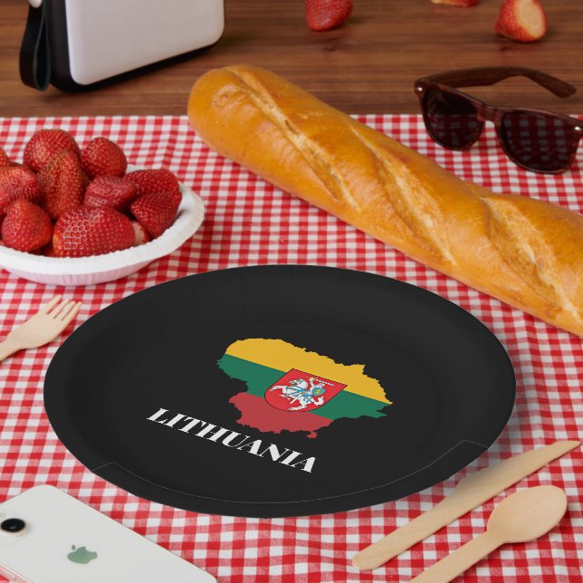 Lithuania silhouette and flag paper plate (Picnic)