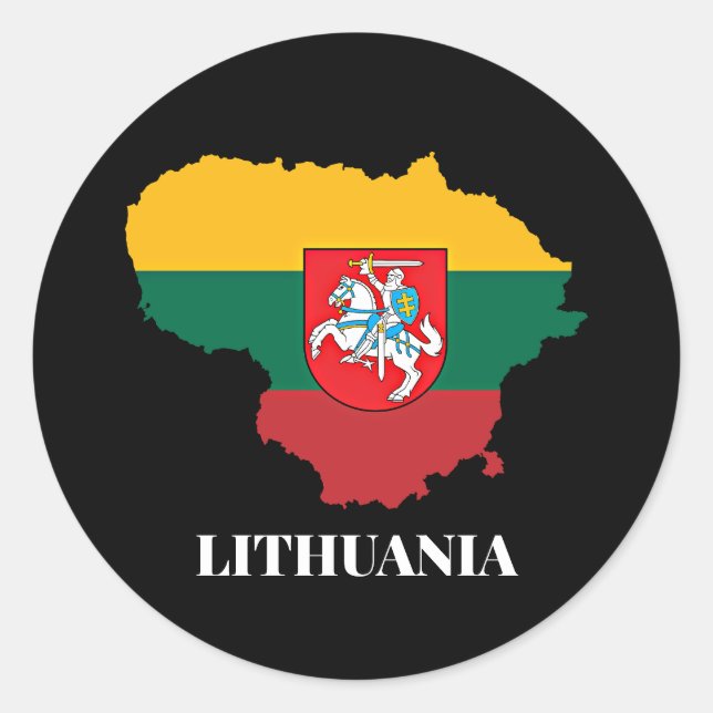 Lithuania sillhouette and flag classic round sticker (Front)