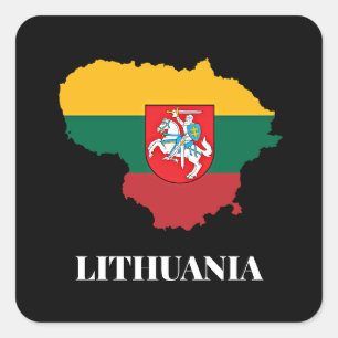 Lithuania sillhouette and flag square sticker