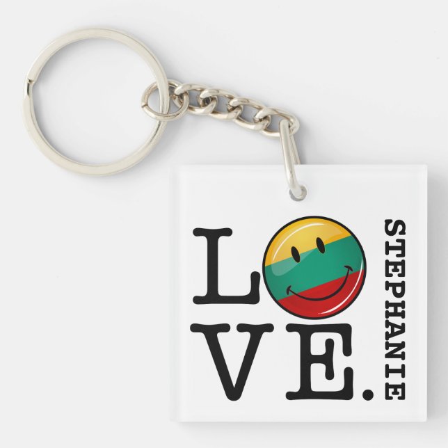 Lithuania Smiling Flag Key Ring (Front)