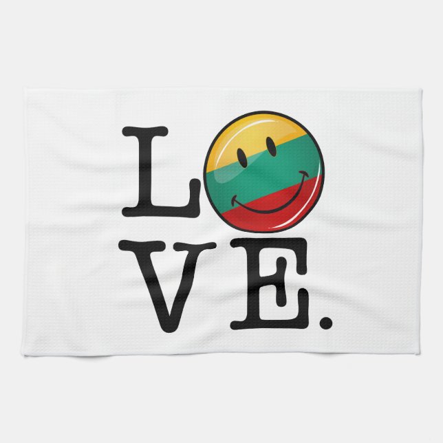 Lithuania Smiling Flag Tea Towel (Horizontal)