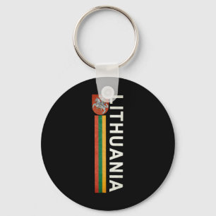 Lithuania Sporty Retro Flag And Lithuanian Emblem Key Ring