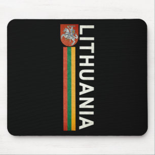 Lithuania Sporty Retro Flag And Lithuanian Emblem  Mouse Mat