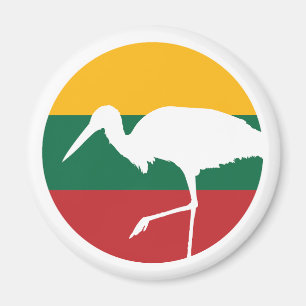 Lithuania Stork Lithuanian National Animal Flag Magnet