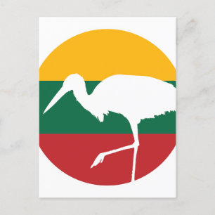 Lithuania Stork Lithuanian National Animal Flag Postcard