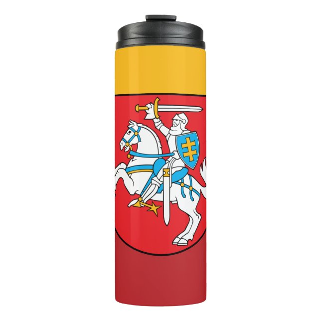 Lithuania Travel Mug, patriotic Lithuanian Flag Thermal Tumbler (Front)