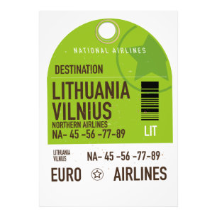 Lithuania Vilnius airliner travel ticket Photo Print