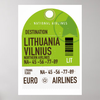 Lithuania Vilnius airliner travel ticket Poster