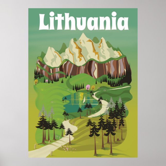 Lithuania vintage style travel poster (Front)