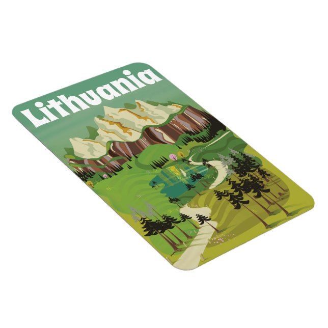 Lithuania vintage style travel poster magnet (Right Side)