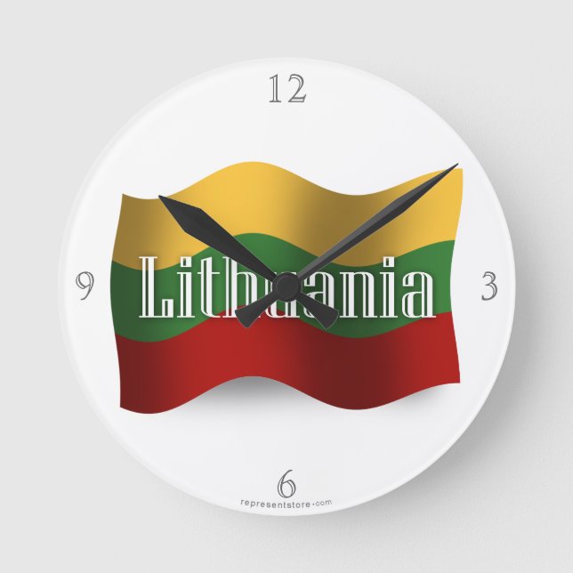 Lithuania Waving Flag Round Clock (Front)
