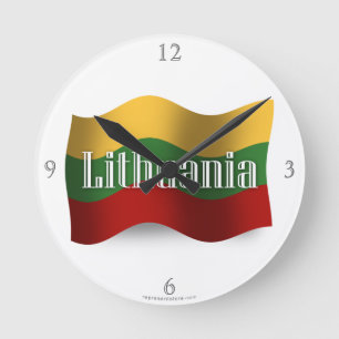 Lithuania Waving Flag Round Clock