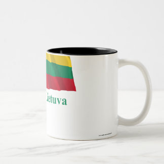 Lithuania Waving Flag with Name in Lithuanian Two-Tone Coffee Mug