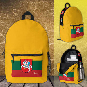 Lithuania, Yellow, backpack, Lithuanian Flag Printed Backpack