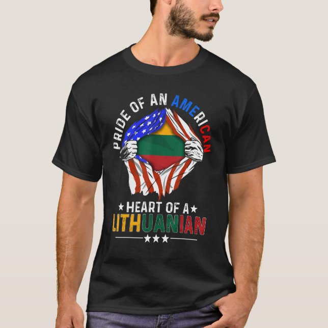 Lithuanian American America Pride Foreign Lithuani T-Shirt (Front)