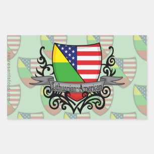 Lithuanian-American Shield Flag Rectangular Sticker