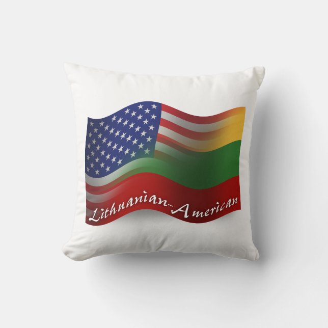 Lithuanian-American Waving Flag Cushion (Front)