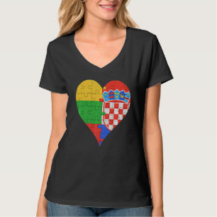 Lithuanian Croatian Flag Heart T-Shirt