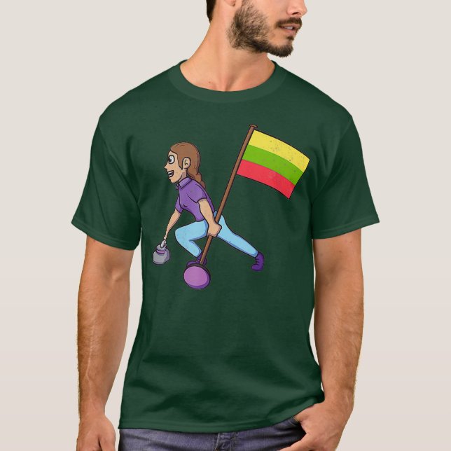 Lithuanian Curling   Flag of Lithuania T-Shirt (Front)