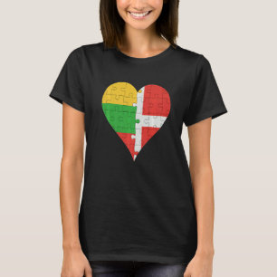 Lithuanian Danish Flag Heart T-Shirt