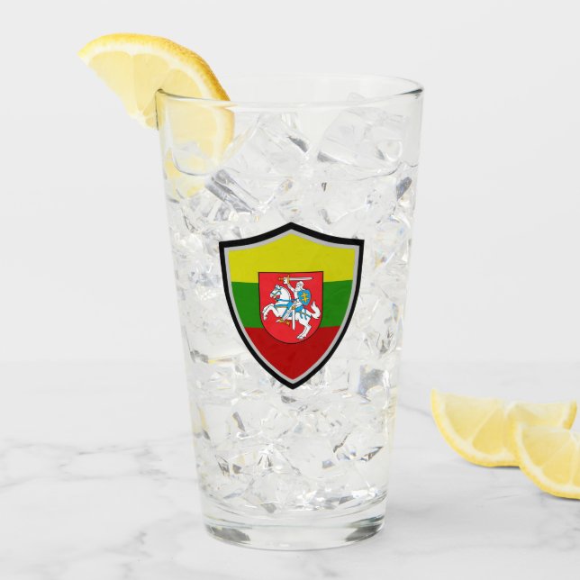 Lithuanian flag-coat arms glass (Front Ice)