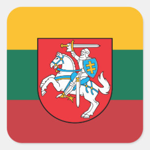 Lithuanian Flag & Coat of Arms, Flag of Lithuania Square Sticker