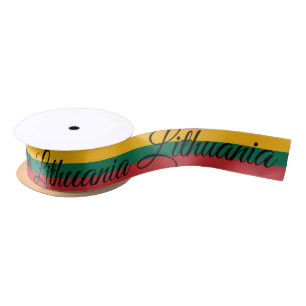Lithuanian Flag & Lithuania travel, holiday /sport Satin Ribbon