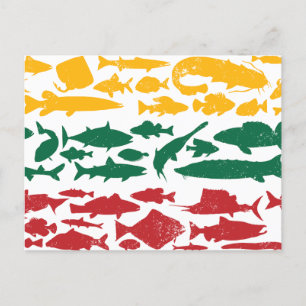 Lithuanian Flag Made of Fish – Fishing Design Holiday Postcard