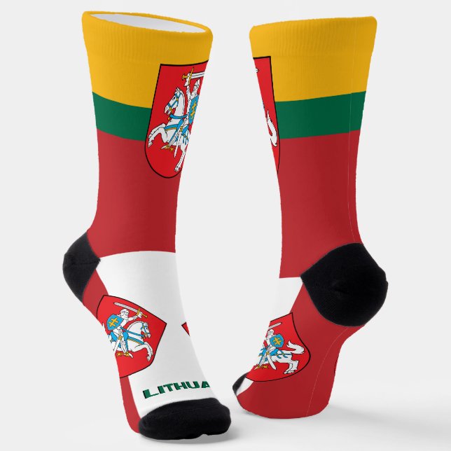 Lithuanian Flag Patriotic, Sustainable Lithuania Socks (Angled)