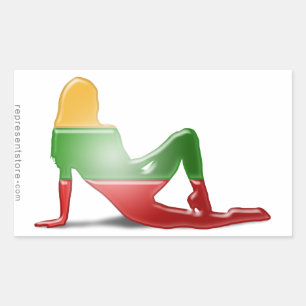 Lithuanian Girl Silhouette Flag Rectangular Sticker