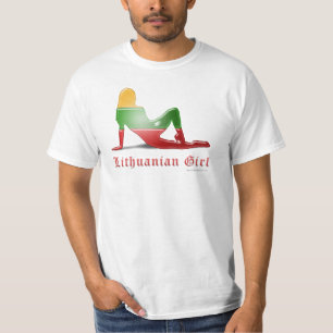 Lithuanian Girl Silhouette Flag T-Shirt