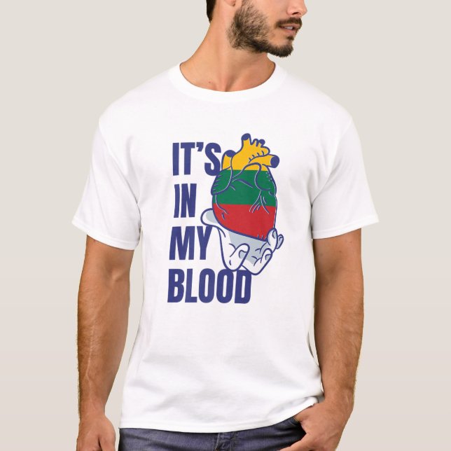 Lithuanian Heart Blood Veins Hand Flag Lithuania T-Shirt (Front)
