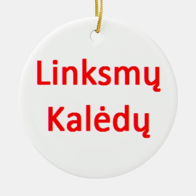 lithuanian linksmy kaledy ceramic tree decoration (Front)