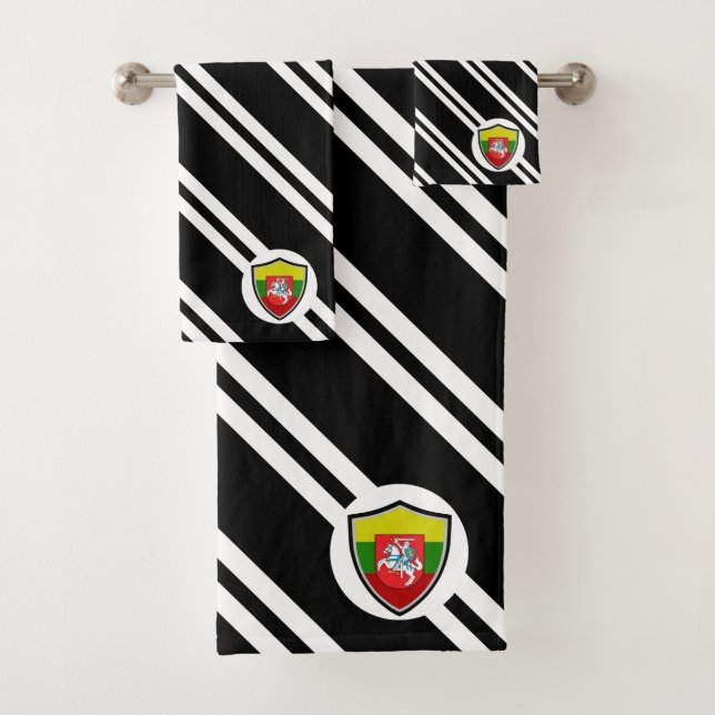 Lithuanian shield flag-coat arms bath towel set (Insitu)