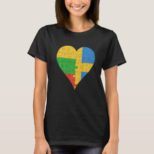 Lithuanian Swedish Flag Heart T-Shirt