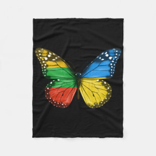 Lithuanian Ukrainian Flag Butterfly Lithuania Ukra Fleece Blanket