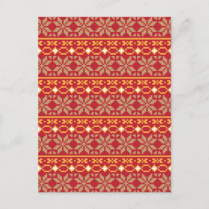 Lithuanian Vintage Folk art geometric star pattern Postcard