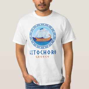 Litochoro, Greece Greek Ship Design Men's T-Shirt